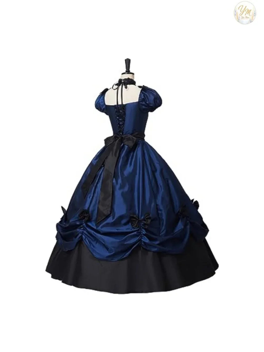Gothic Victorian Dress Ball Gown Floral Lolita Corset Neckwear Puff Sleeve Long